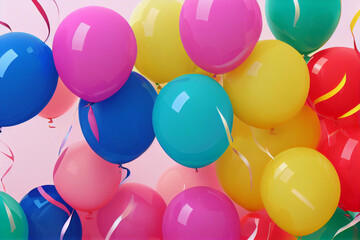 A render of a room filled with a lot of balloons in various shades