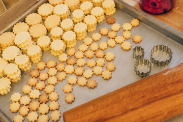 European Christmas Homemade Cookies in Various Sizes Baked