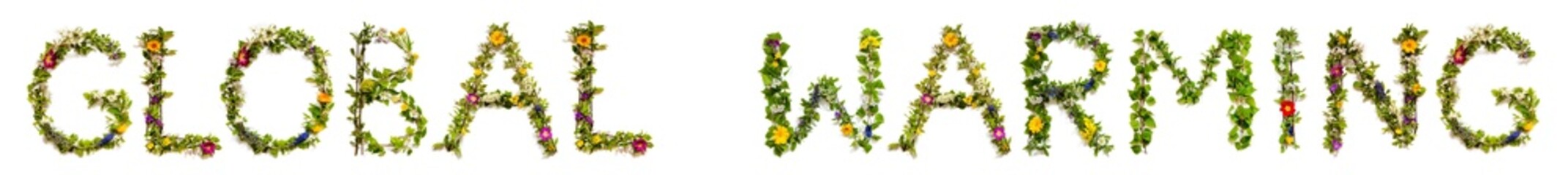 Blooming Flower Letters Building English Text Global Warming