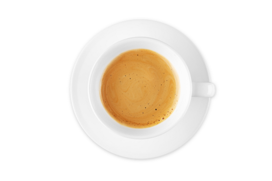 Black coffee in a cup on white background