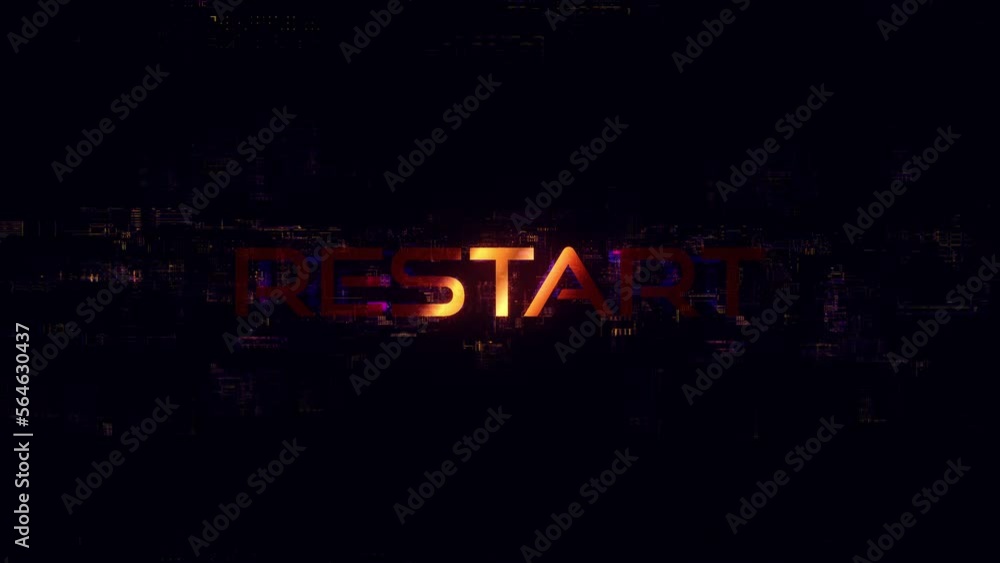 Poster restart glitch text effect cinematic trailer title background with digital sci-fi hi-tech concept. 4
