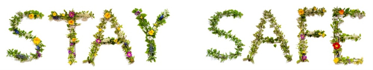 Blooming Flower Letters Building English Text Stay Safe