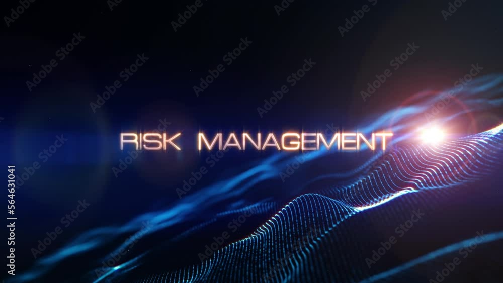 Poster risk management text abstract science technology hitech futuristic 3d cinematic title background. an