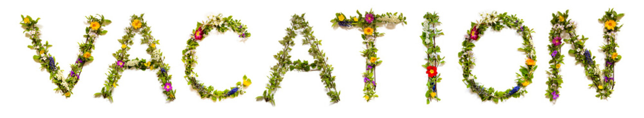 Blooming Flower Letters Building English Word Vacation