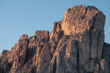 sunset in the dolomite mountains