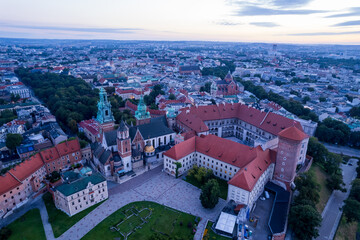 Krakow, Cracow, Lesser Poland Voivodeship. Krakus Mound, Market Square in Krakow, Wawel Castle and other popular buildings and architecture in Krakow.
