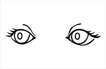Abstract character child's eyes line art. Outline sketch drawing.