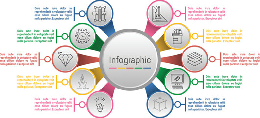 Vector Illustration for 10 Tabs Infographic