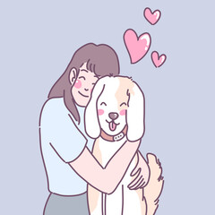 A woman who shows love for dogs by hugging