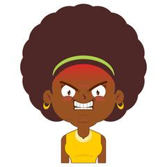 afro woman angry face cartoon cute