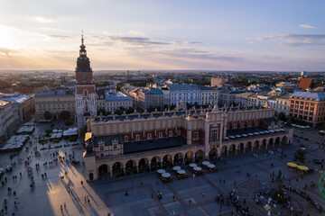 Fototapeta premium Krakow, Cracow, Lesser Poland Voivodeship. Krakus Mound, Market Square in Krakow, Wawel Castle and other popular buildings and architecture in Krakow.