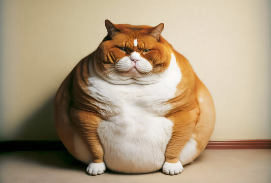 chonky fat ginger cat sitting, generative ai