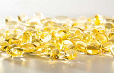 Food supplement oil filled fish oil, vitamin D, omega 3, omega 6, vitamin A, vitamin E, flaxseed oil.	
