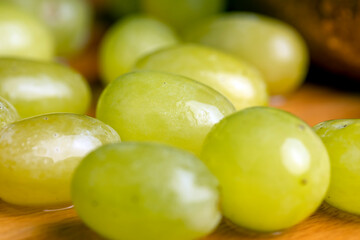 Fresh sweet green grapes, close up