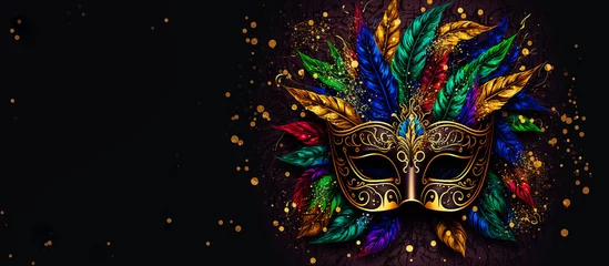 Tuinposter Abstract art. Colorful painting art of a carnival mask. Background illustration. Generative AI. © PhotoGranary
