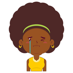 afro woman crying face cartoon cute