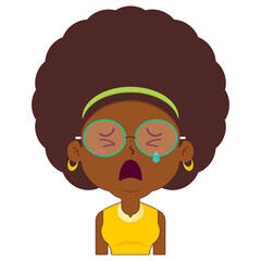 afro woman crying face cartoon cute
