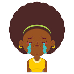 afro woman crying face cartoon cute