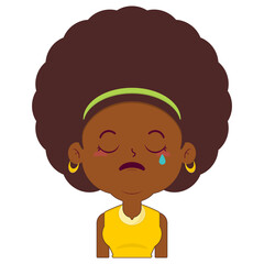 afro woman crying face cartoon cute