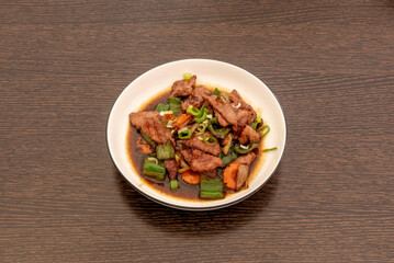 Beef with oyster sauce is a dark brown, viscous sauce widely used in Asian cuisine. Intense saline aroma and powerful flavor, known as umami flavor