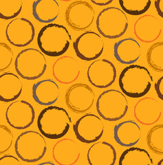 Abstract Hand Drawing Brush Strokes Circles Seamless Vector Upholstery Pattern Isolated Background