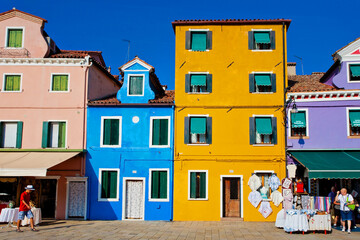 Coloful Houses on Buranp Island near Venice, Italy