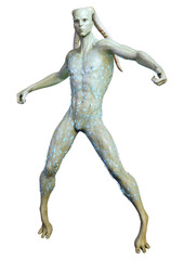 Obraz na płótnie Canvas 3D Rendering Green Alien on White