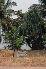 Tangalle, Sri Lanka - February 8th, 2022 : 2004 Tsunami water level memorial stone 