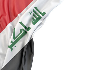 Flag of Iraq in the corner on white background. 3D illustration. Isolated © kirill_makarov