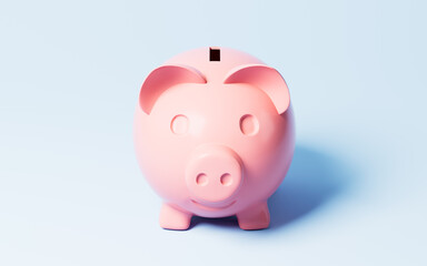 Piggy bank in the blue background, 3d rendering.