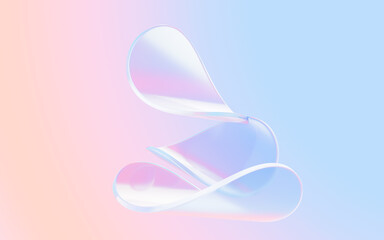 Gradient abstract curved glass background, 3d rendering.