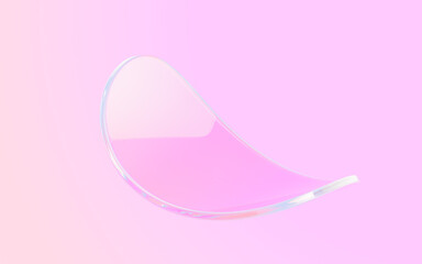 Pink abstract curved glass background, 3d rendering.