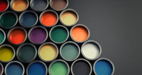 colorful paint buckets