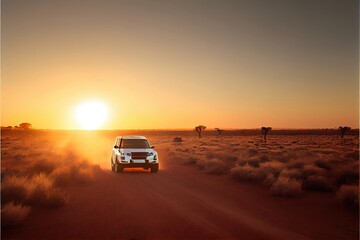 Obraz na płótnie Canvas Car in the middle of Desert. Generative AI
