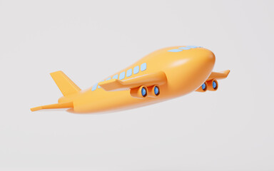 Cartoon airplane with white background, 3d rendering.
