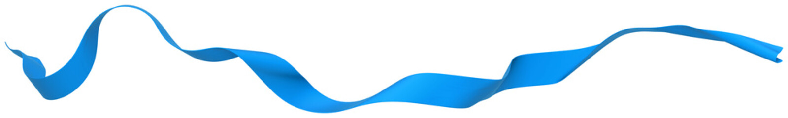 Smooth blue ribbon on isolated background. 3d render