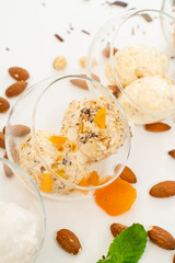 Vanilla-chocolate ice cream in a sundae glass
