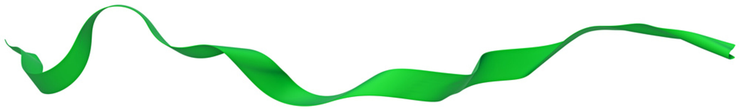Smooth green ribbon on isolated background. 3d render