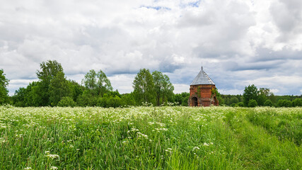 old abandoned chapel, landscape