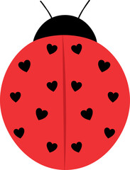 Ladybug with hearts valentine vector illustration