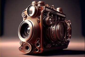 Fototapeta na wymiar Vintage photo camera created with Generative AI technology