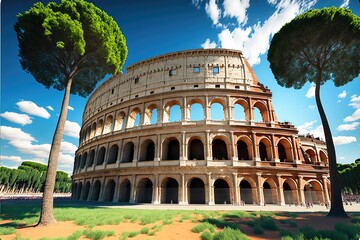 Fototapeta na wymiar Colosseum Illustration Idea . Genarative AI