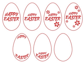 卵型のフレームにHAPPY EASTERの文字の素材セット