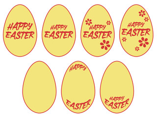 卵型のフレームにHAPPY EASTERの文字の素材セット