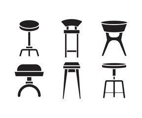 bar stool and chair icons set illustration
