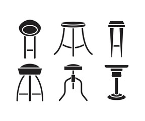 bar stool and chair icons set illustration