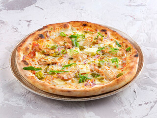 Fresh Homemade Italian Pizza Margherita with Buffalo Mozzarella and Basil