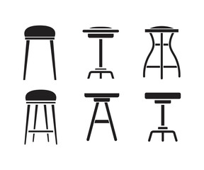bar stool and chair icons set illustration
