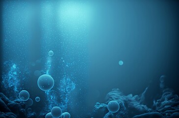 Fototapeta na wymiar Blue background under water bubbles