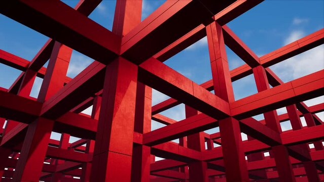 Red metal structure construction loop